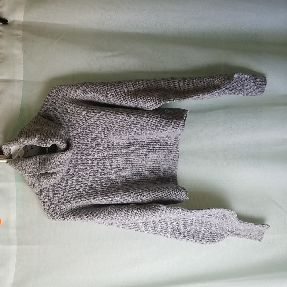 Grey cowl neck crop sweater, NWT